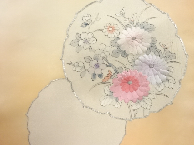 アンティーク　菊模様刺繍名古屋帯